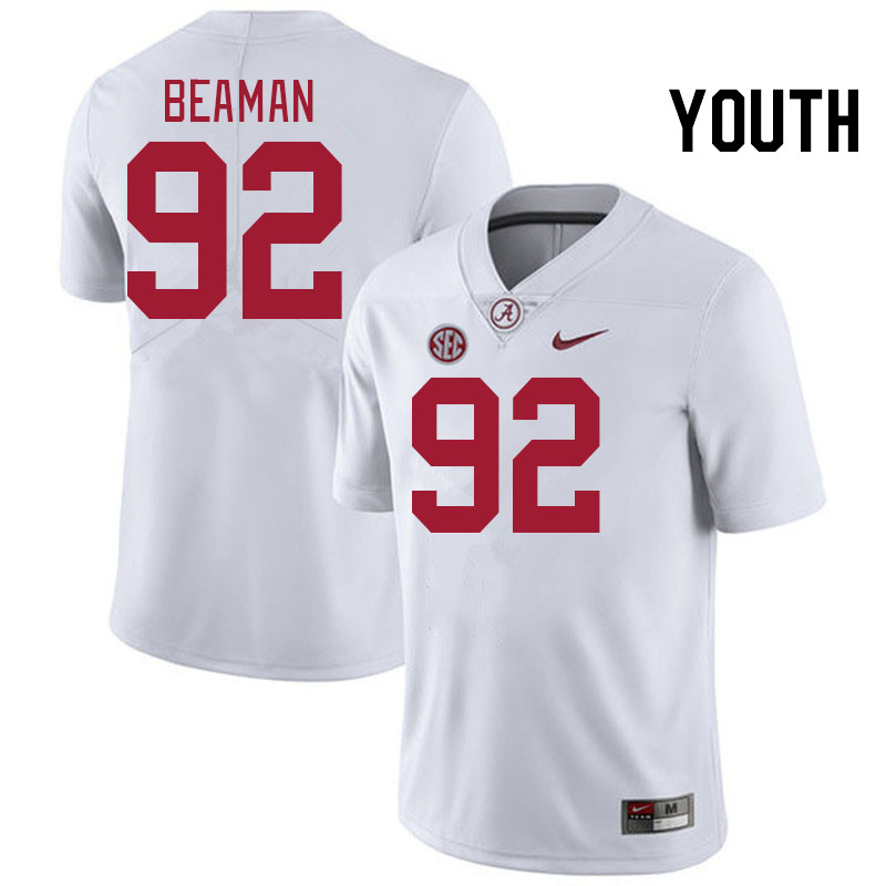 Youth #92 Jeremiah Beaman Alabama Crimson Tide College Football Jerseys Stitched-White